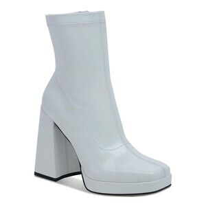 WILD PAIR Womens White Padded Stretch Beautee Square Toe Flare Boots 9 M